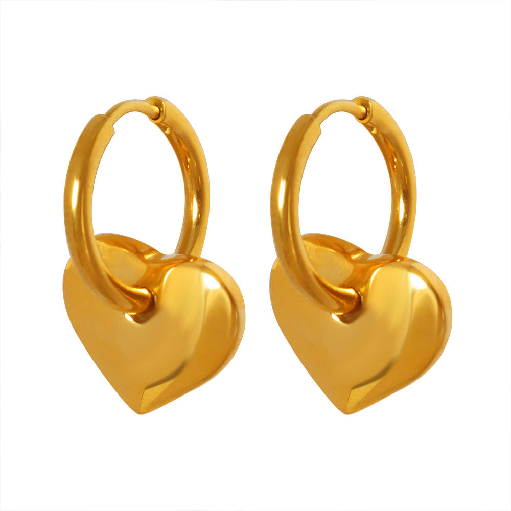 Elegant Heart Shaped Love Metal Good Texture Personality Shell Titanium Earrings