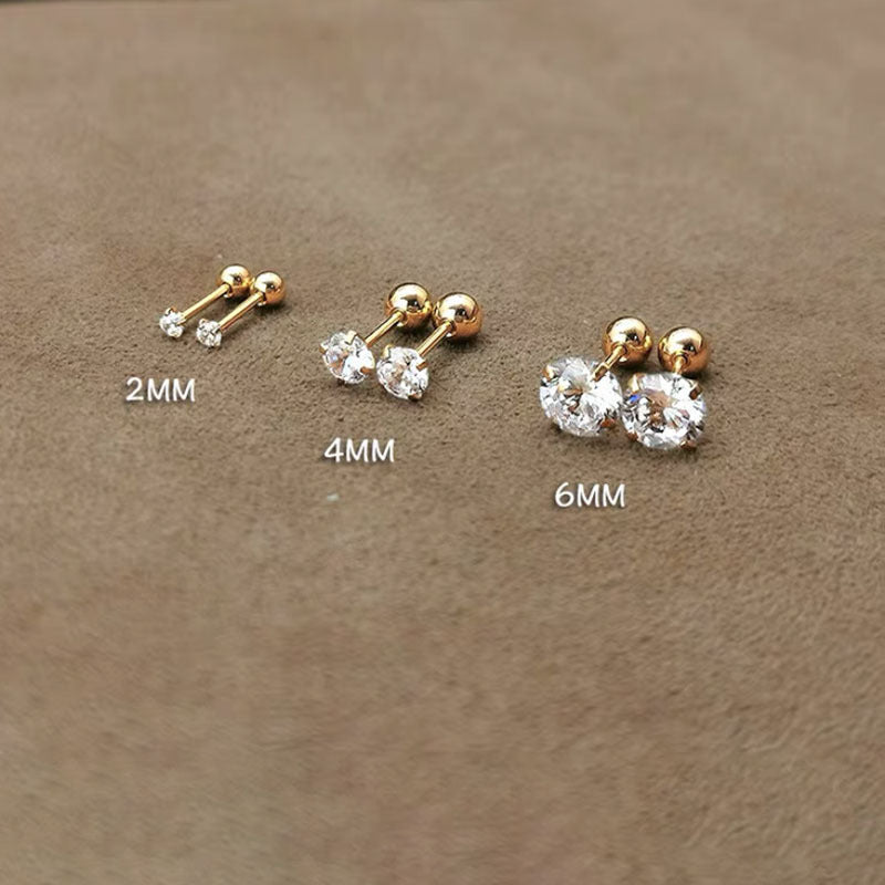 Ear Bone Stainless Steel Zircon Super Flash Nail Drill Stud Earrings