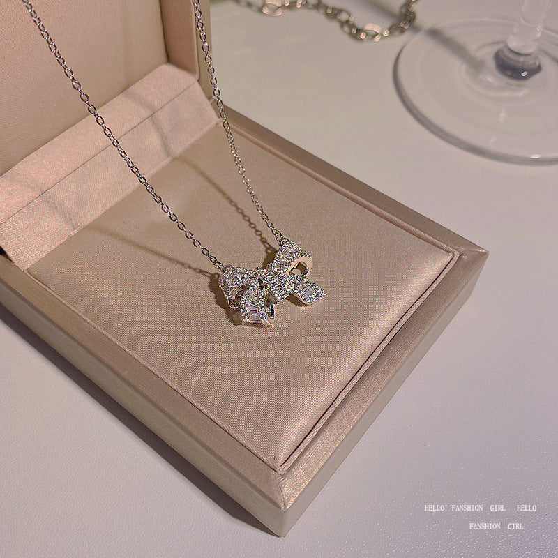 Micro Inlaid Zircon Exquisite Bow Suit Necklaces