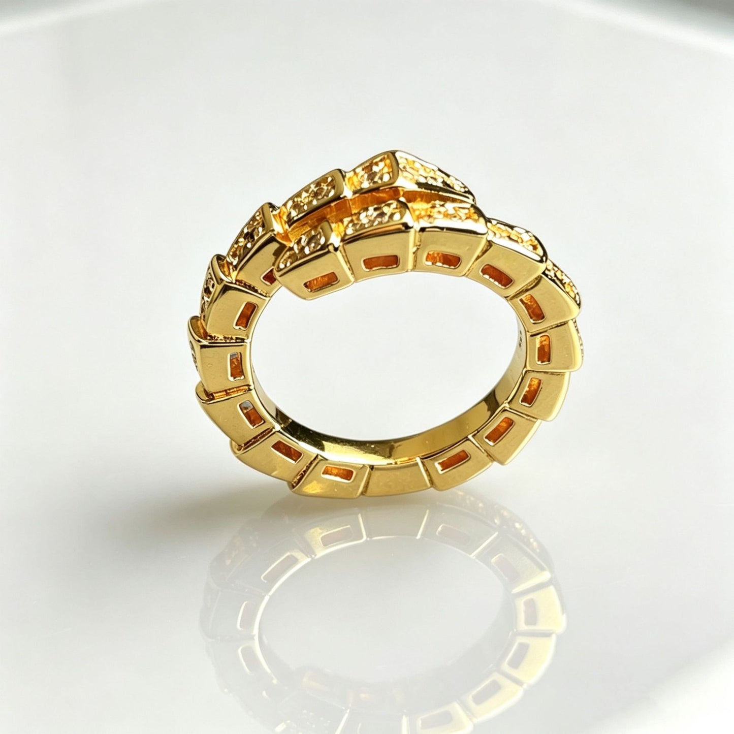 Full Diamond Snake Bone Light Luxury Open Female Index Finger Ring