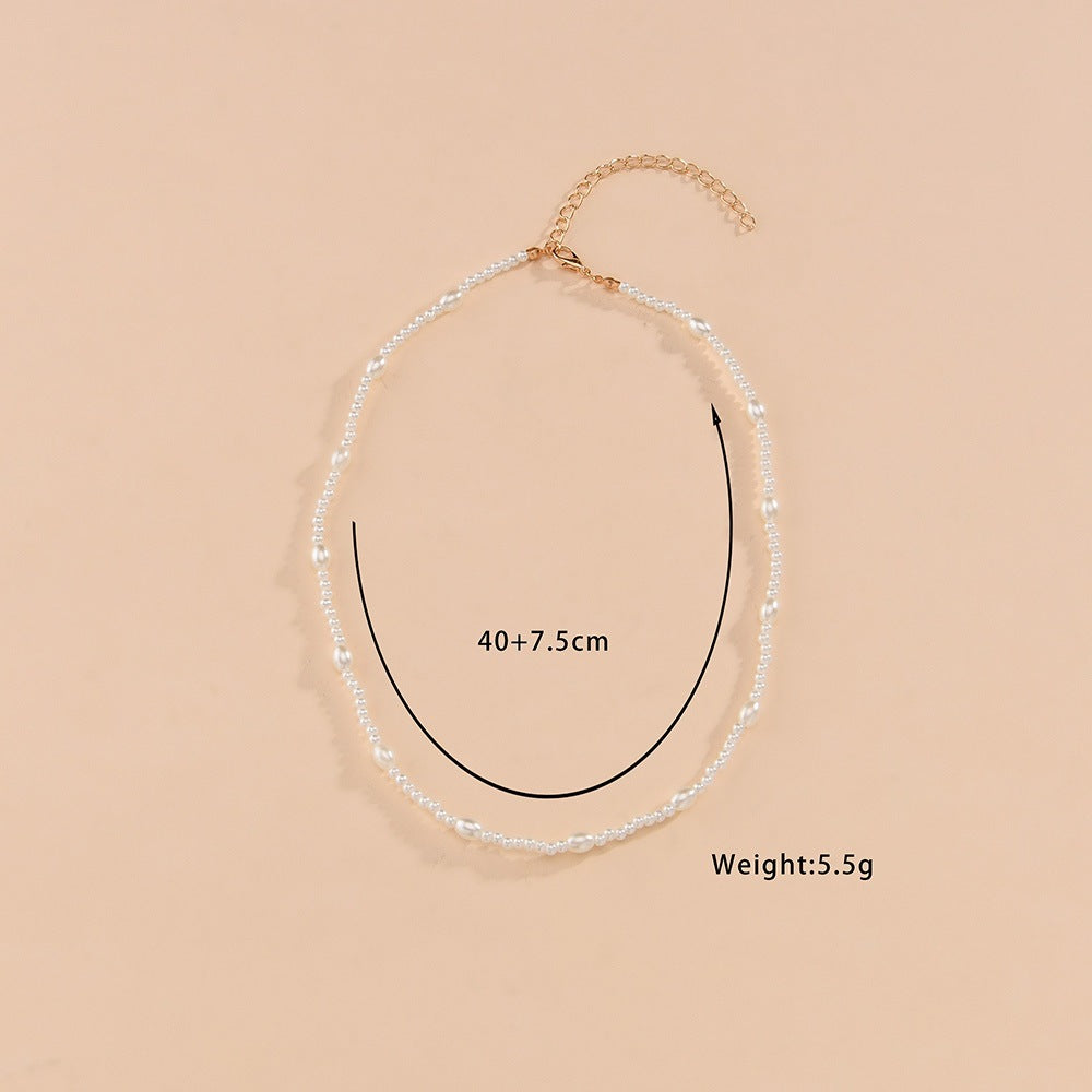 Women's Oval Imitation Pearl Clavicle Chain Neck Necklaces