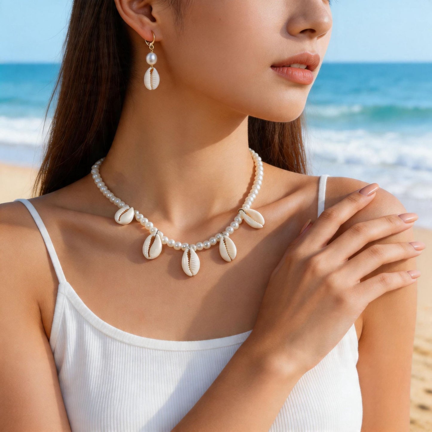 Bohemian Vacation Style Fashion Simple Shell Short Jewelry Set