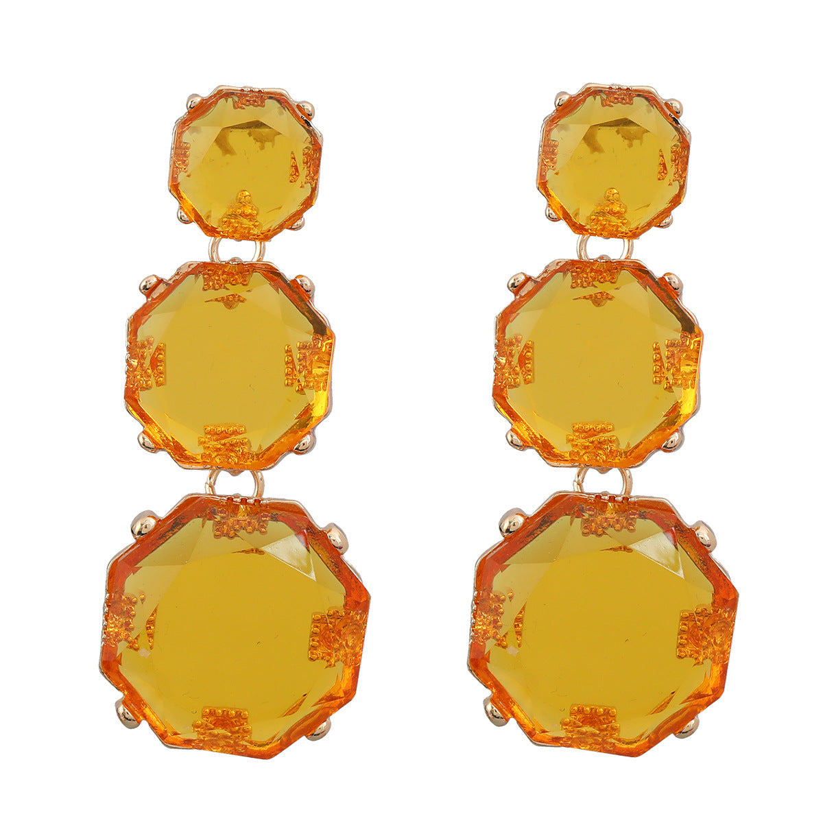 Resin Female Octagonal Long Geometric Exaggerated Earrings