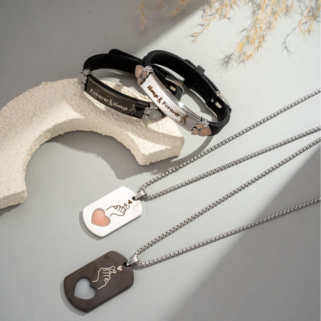 Steel English Letters Than Heart Couple Bracelets