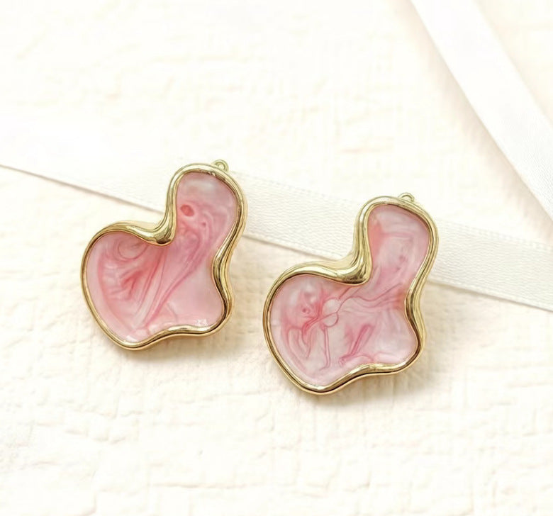 Geometric White Clouds Enamel Light Luxury High Sense Minority Simple Earrings