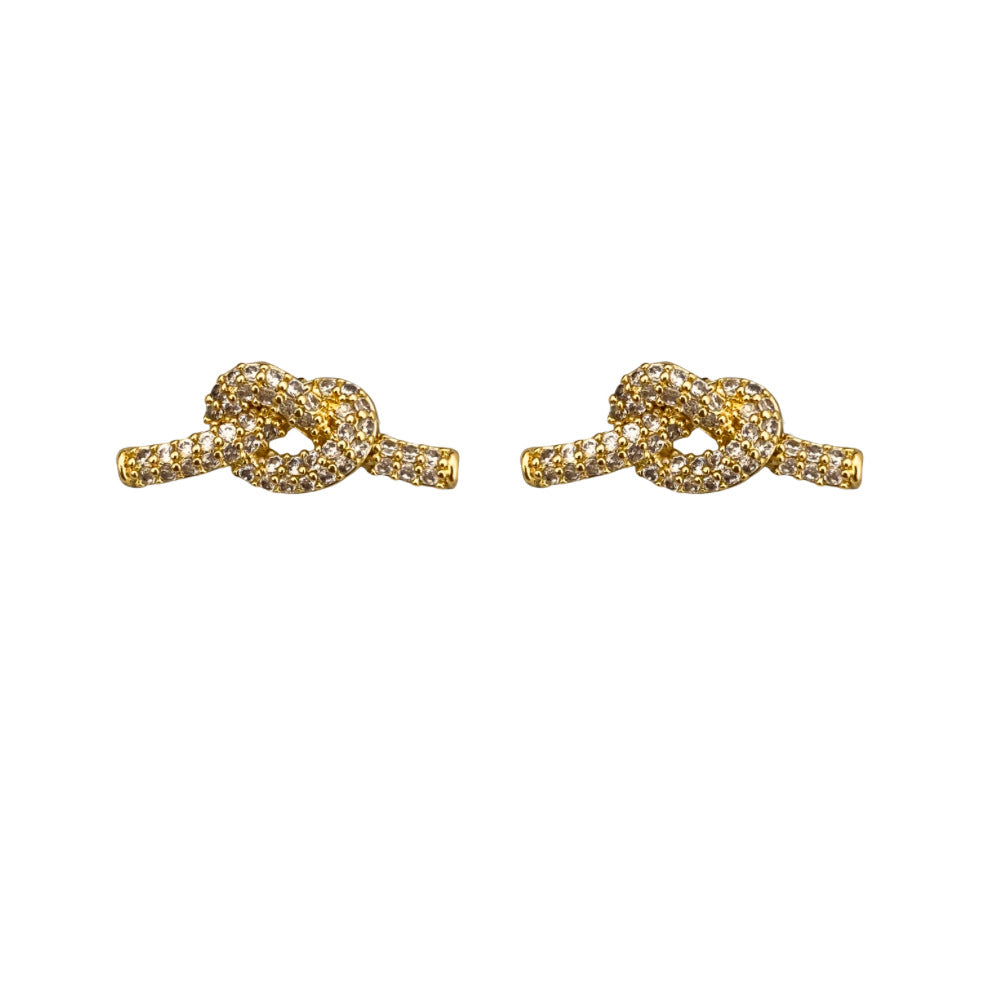 Women's Exquisite Knotted High-grade Full Diamond Micro Earrings