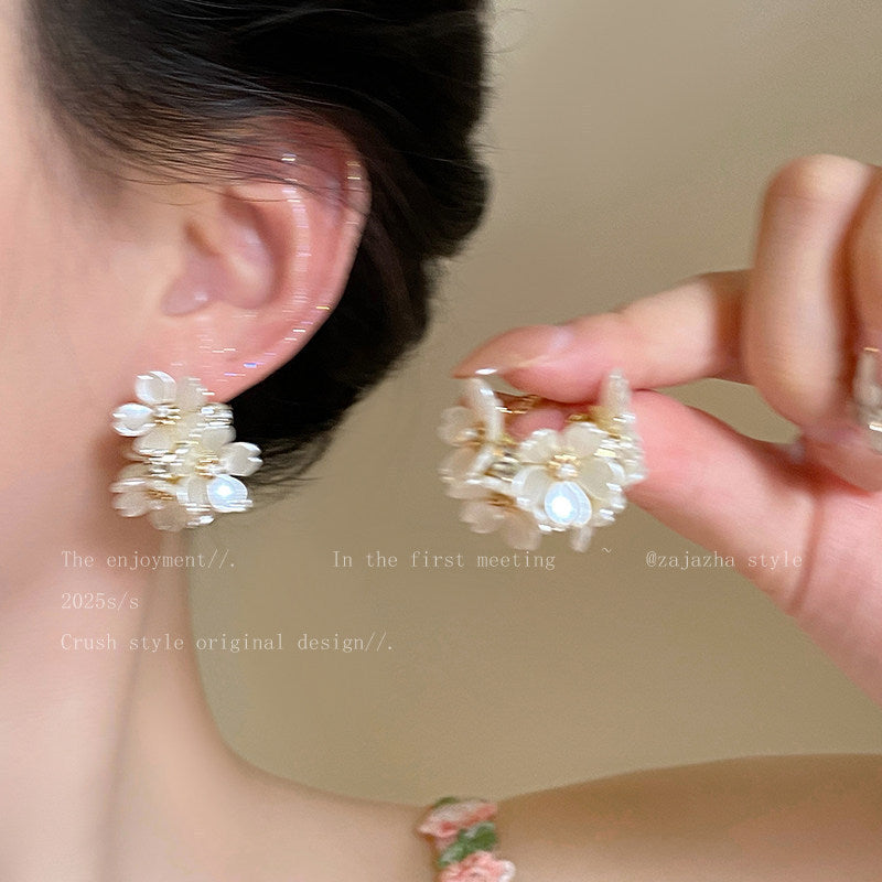 Women's Vacation Style Super Fairy Sweet Flower Seaside Colorful Little Wild Earrings