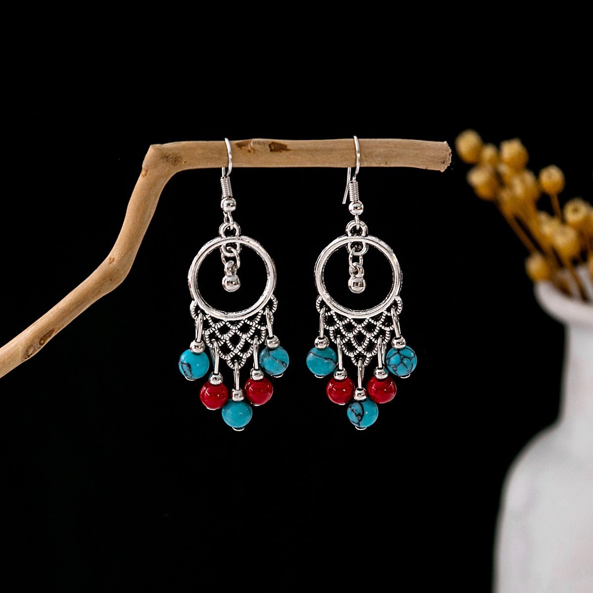 Tassel Turquoise Retro Minority Ethnic Style Earrings