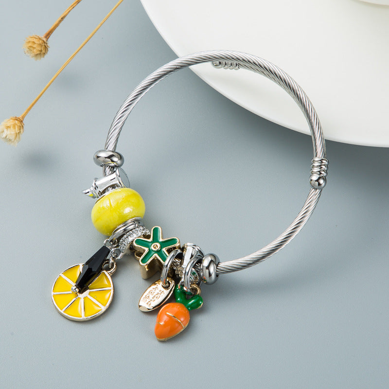 Dora Creative Fruit Pineapple Pendant Adjustable Bracelets