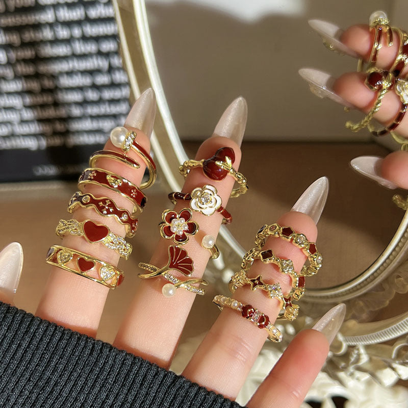 Leaf Flower Female Geometric Affordable Luxury Fashion White Ring