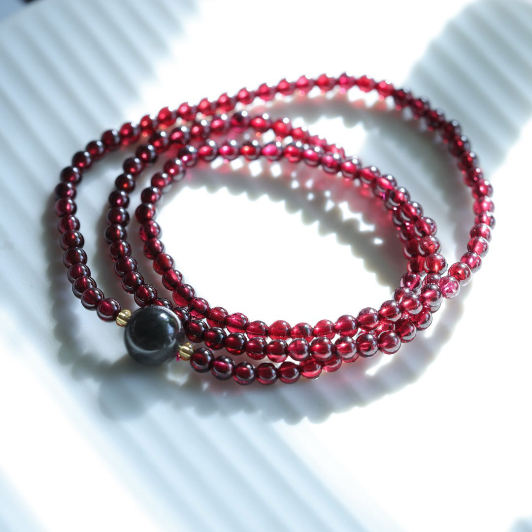 Female Wine Red Three Circle Match Bracelets