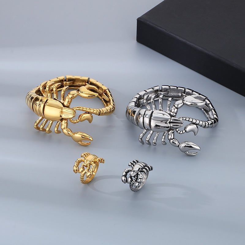 Men's Steel Hip Hop Style Cool Titanium Jewelry Set