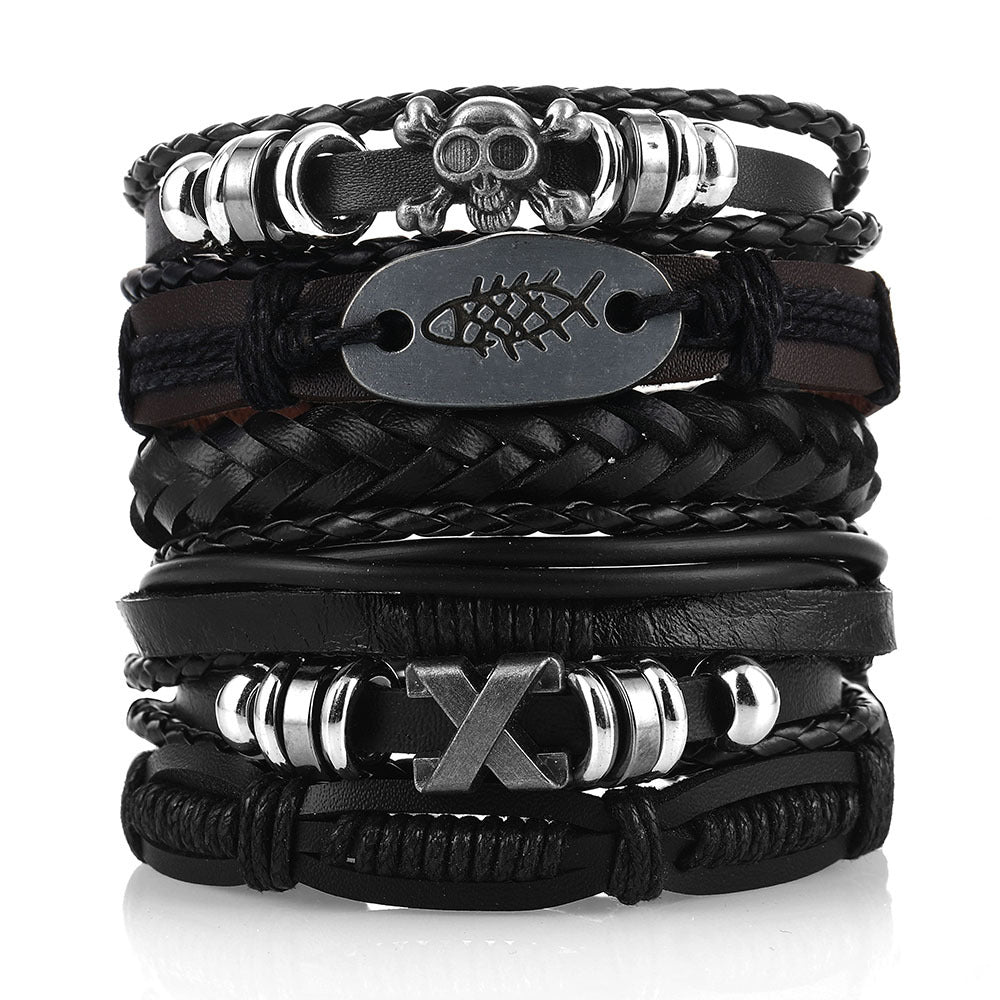 Korean Jewelry Woven Mixed Skull Head Bracelets