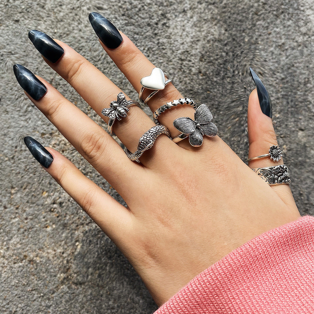 Exaggerated Personalized Skull Starfish Knuckle Owl Rings