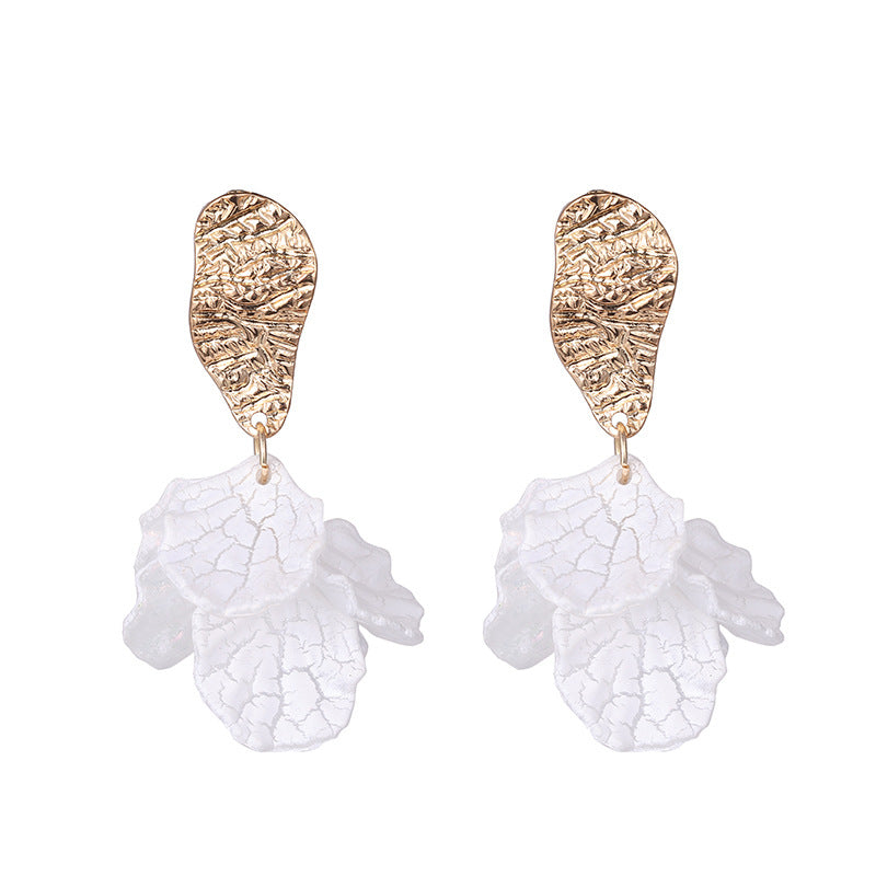 Boucles d'oreilles pétales de tempérament pour femmes, simples, à la mode, hautes et dignes