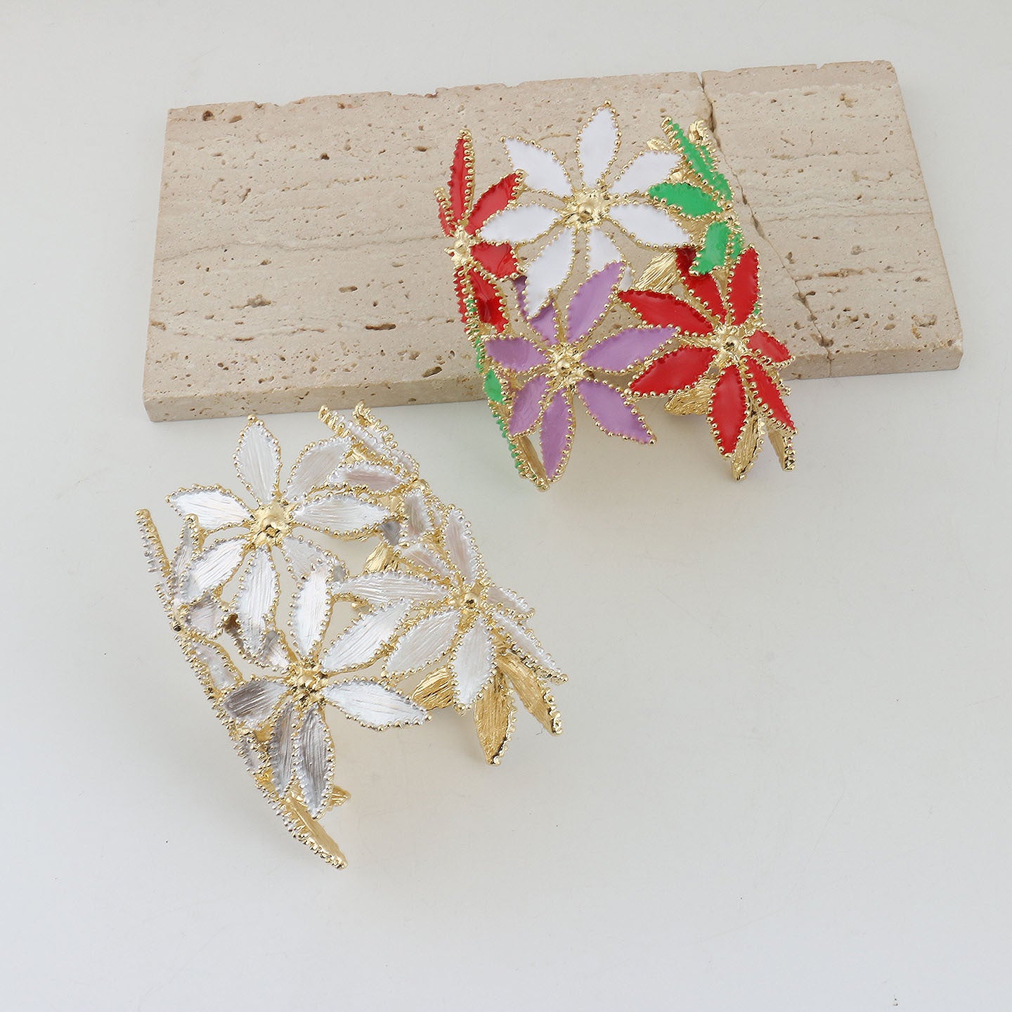 Women's Exaggerated Enamel Drip Glazed Petal Light Luxury Metal Bracelets