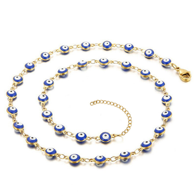 Women's Turkish Evil Eye Color Matching Stainless Necklaces