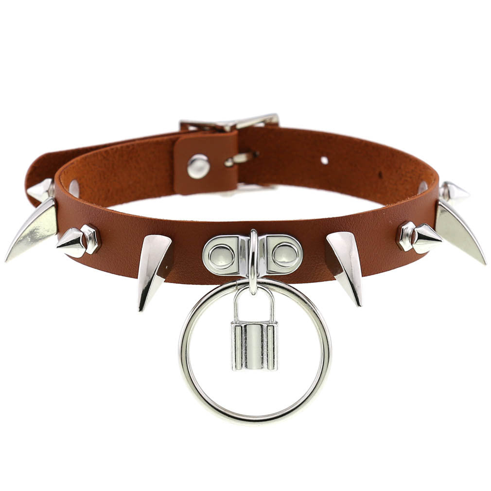 Leather Horn Rivet Collar Personality Hanging Necklaces