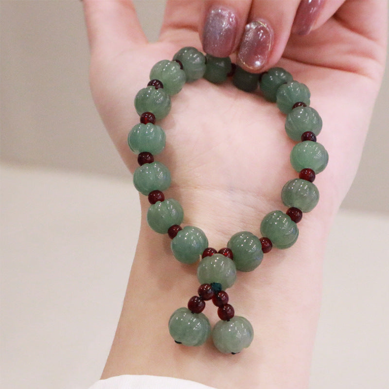 Perles de citrouille en jade naturel pour femmes, hommes et bracelets