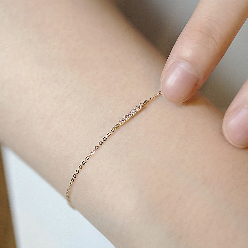 Bracelets brillants fins en argent pour femmes, bâton unique