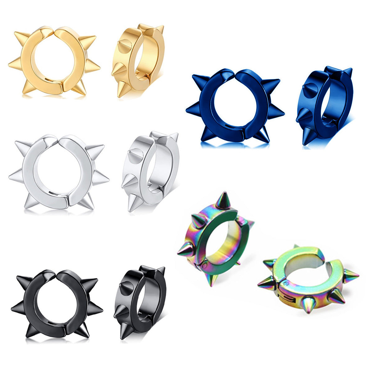 Geometric Clips Stainless Steel Six Pointed Vertebra Piercing Punk Ear Clip