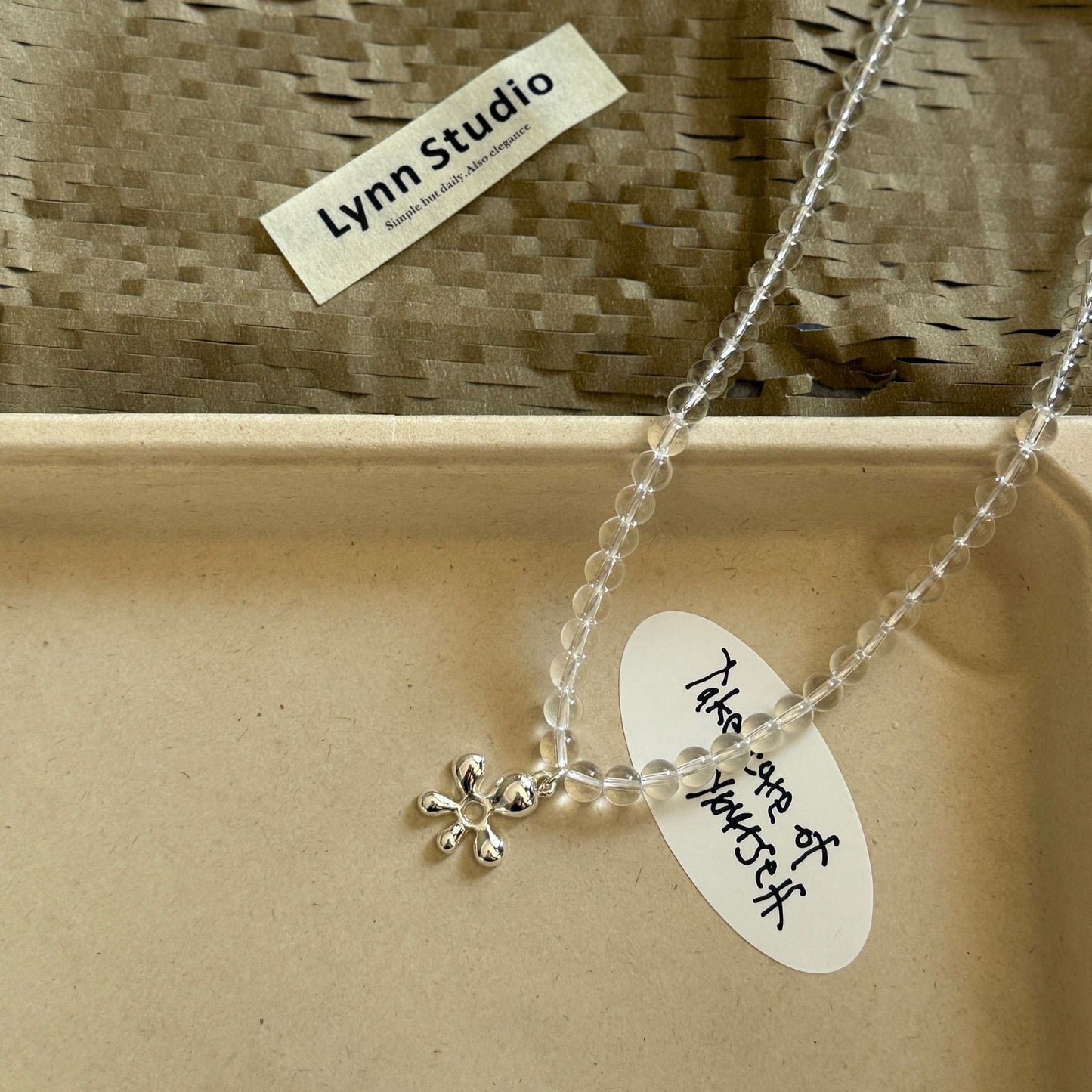 Clear White Crystal Series Collection Bow Water Drop Flower Necklace