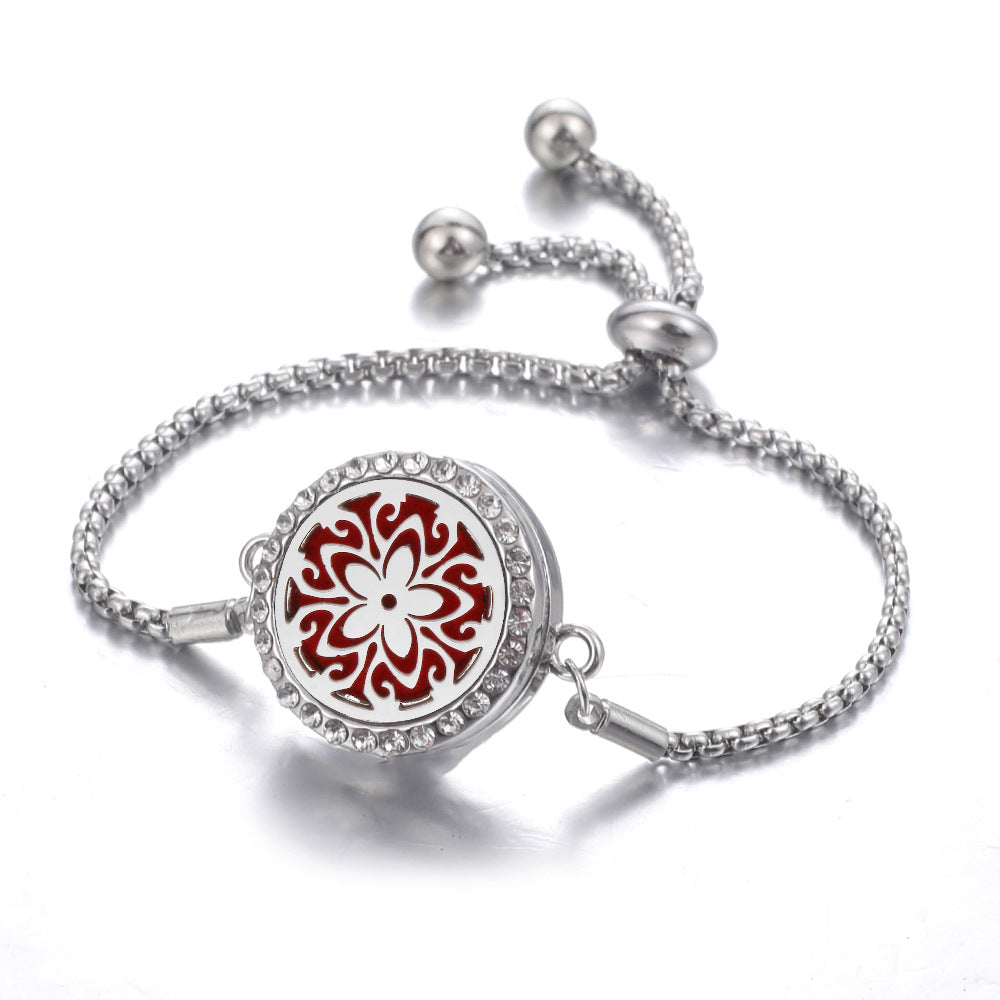 Steel Hollow Oil Lucky Tree Open Box Bracelet