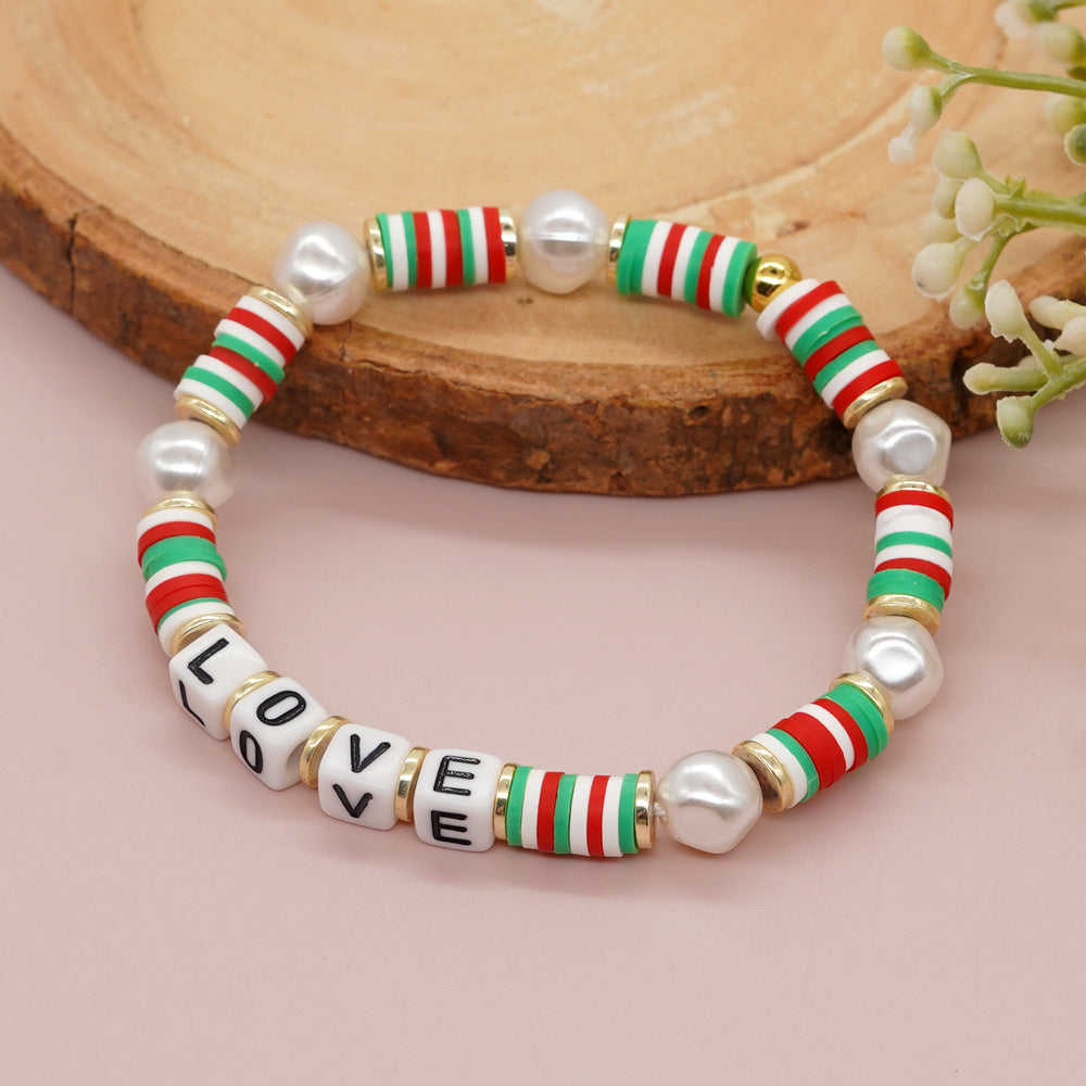 Polymer Clay Beaded Gold Plating Imitation Bracelets