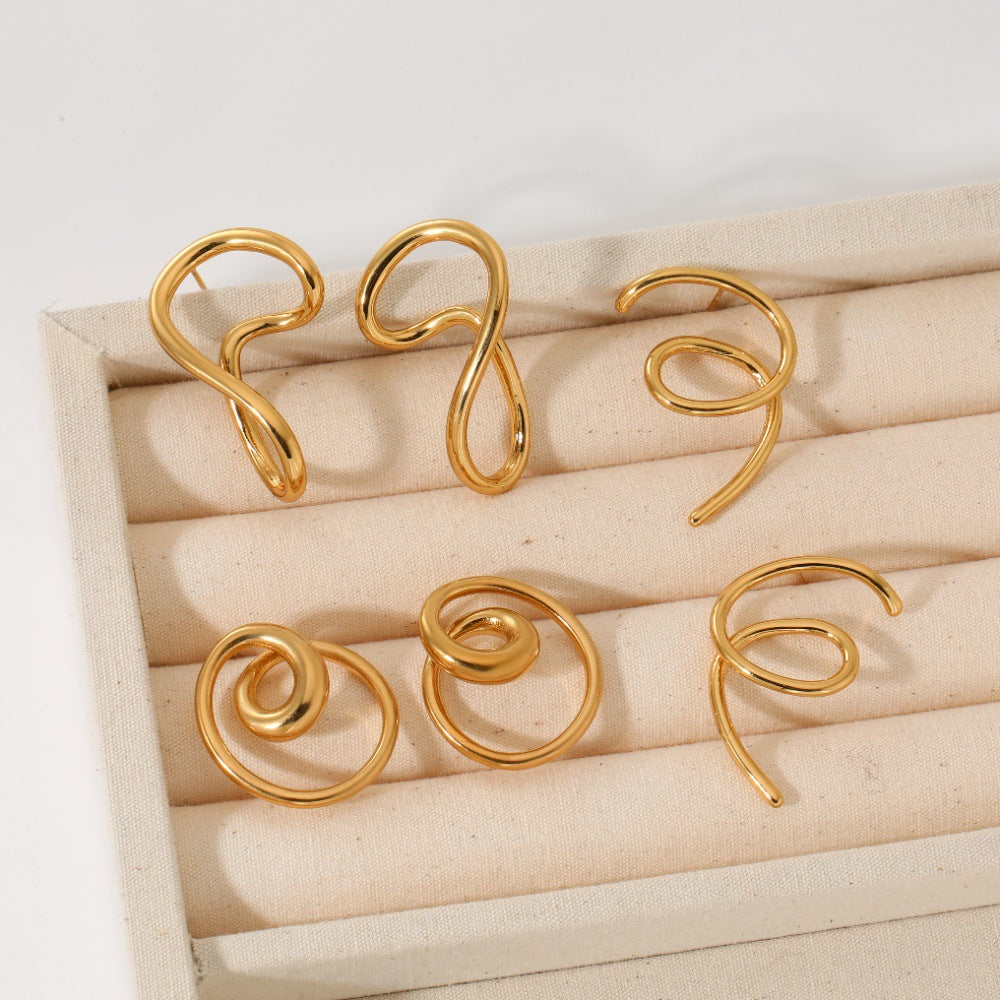 Stainless Steel Female Minority Simple Irregular Earrings
