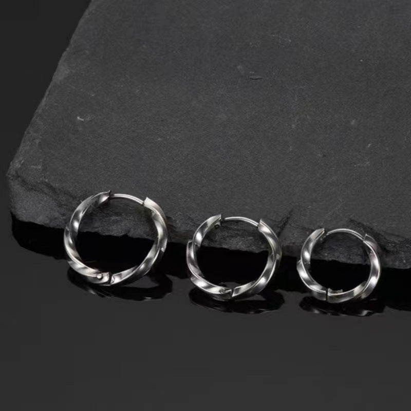 Women's & Men's Stainless Steel Square Twisted High-grade Niche Trendy Unique Simple Earrings