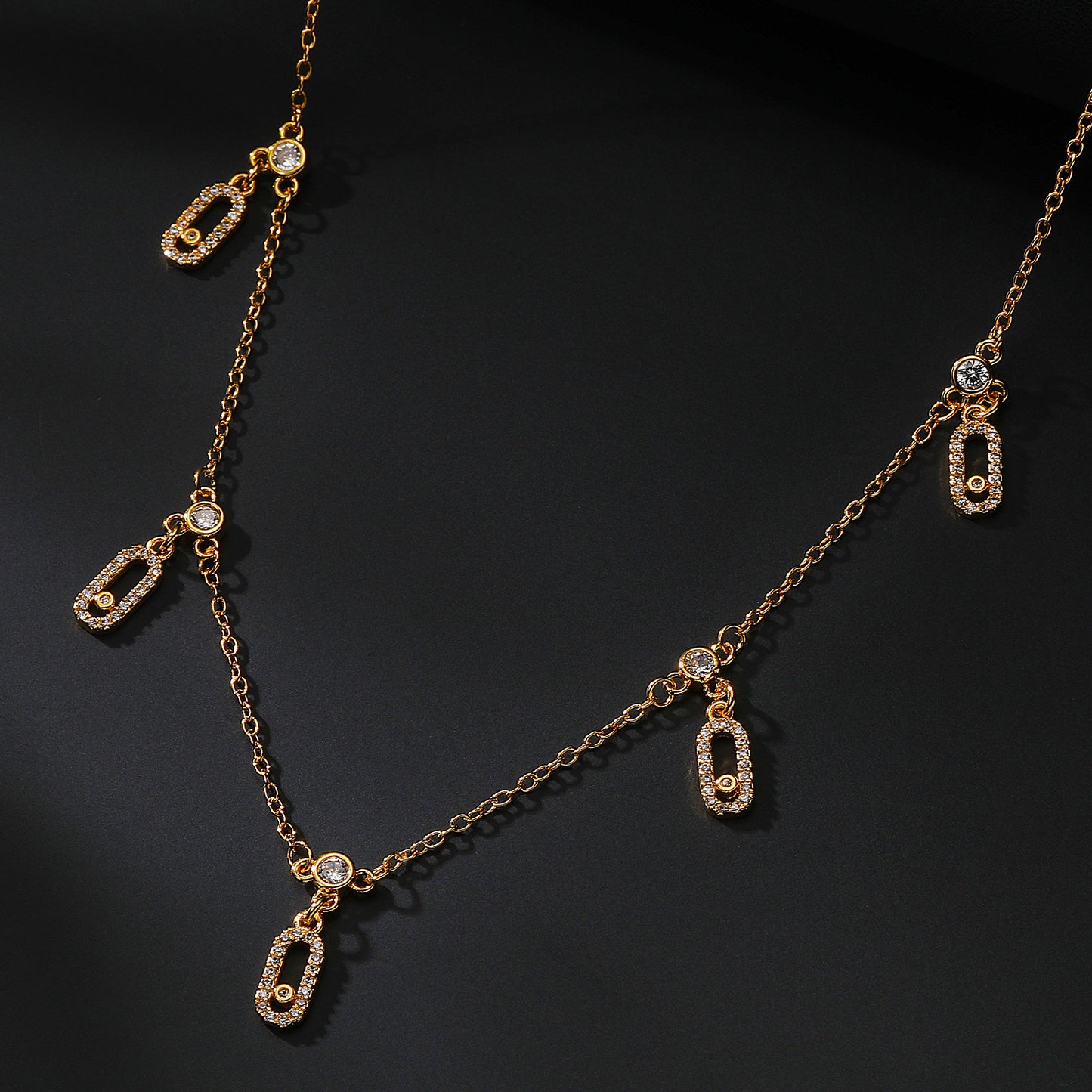 High-grade Full Diamond Five Sliding Clavicle Jewelry Set