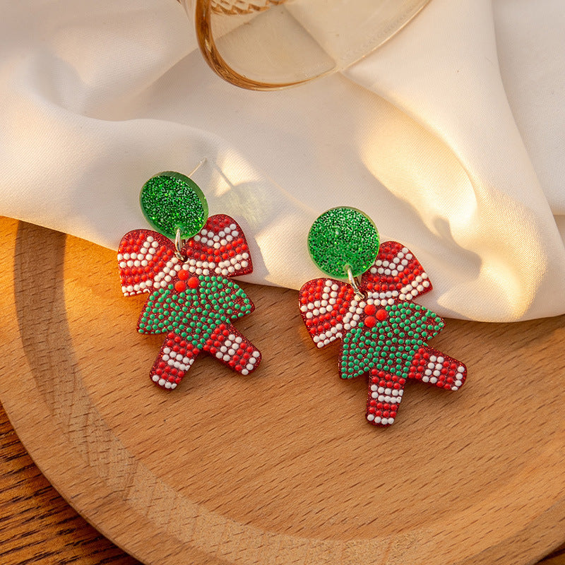 Women's Sier Needle Christmas Santa Claus Acrylic Earrings