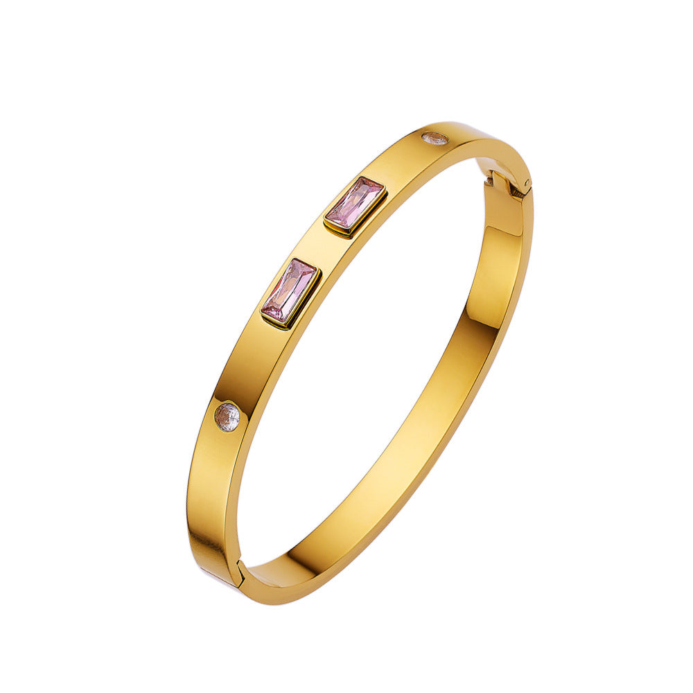 Women's Pearl Titanium Steel High-grade Zircon Buckle Bracelet