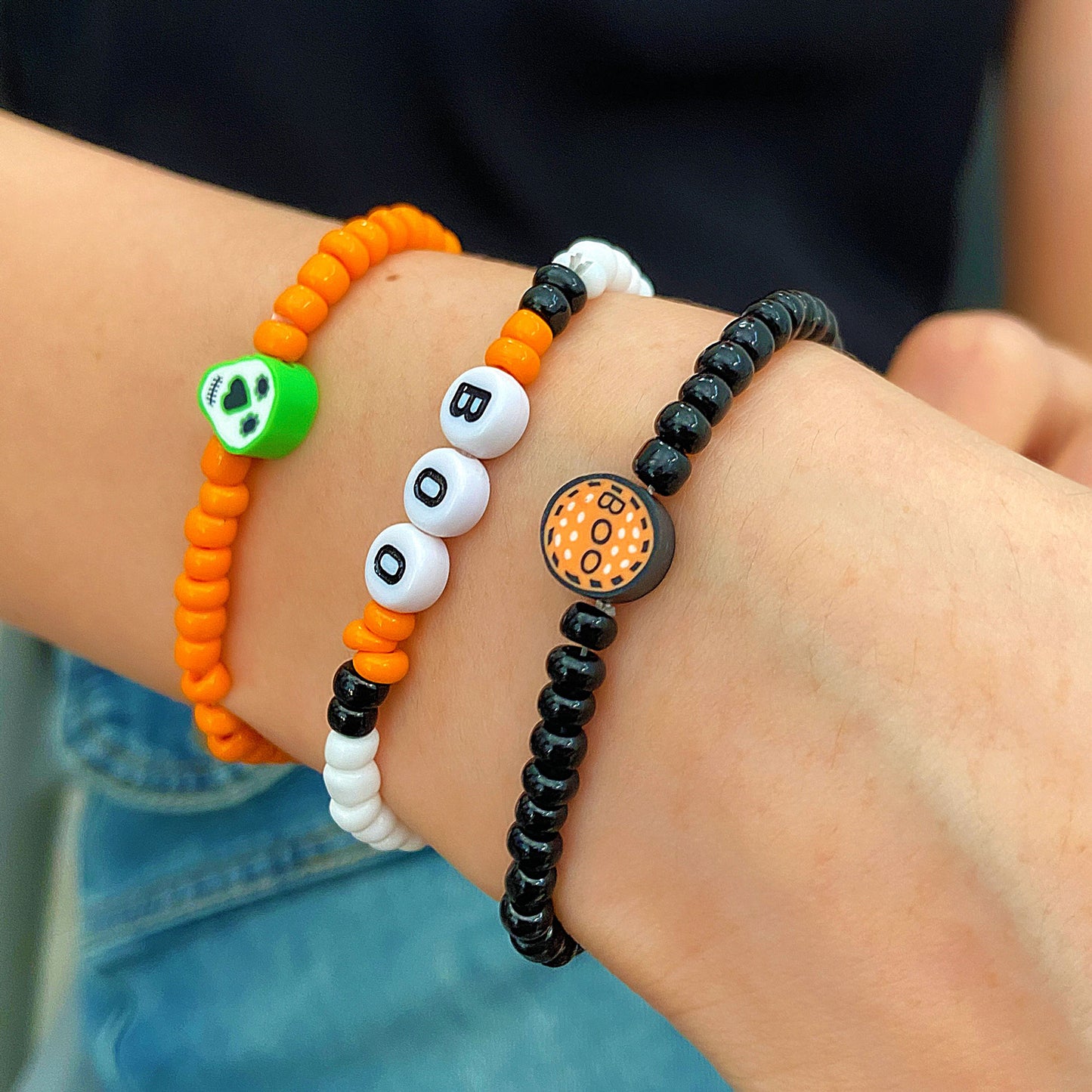 Costume de perles avec lettres anglaises d'Halloween, bracelets fantômes bohème