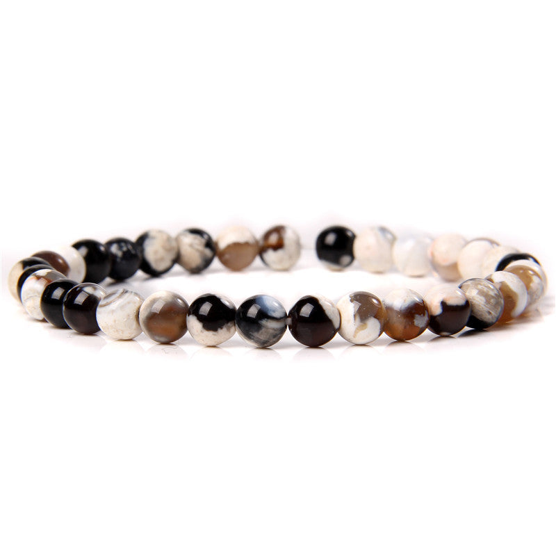 Women's Stone Purple Agate Handmade Round Beads Bracelets