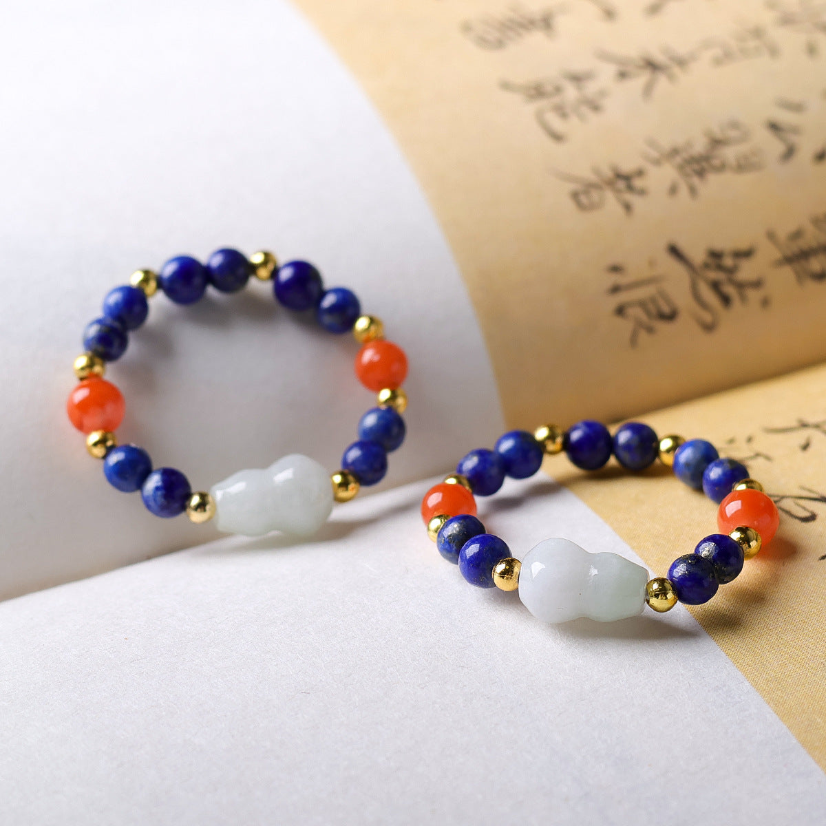 Red Agate Jade Gourd Crafts Chinese Rings