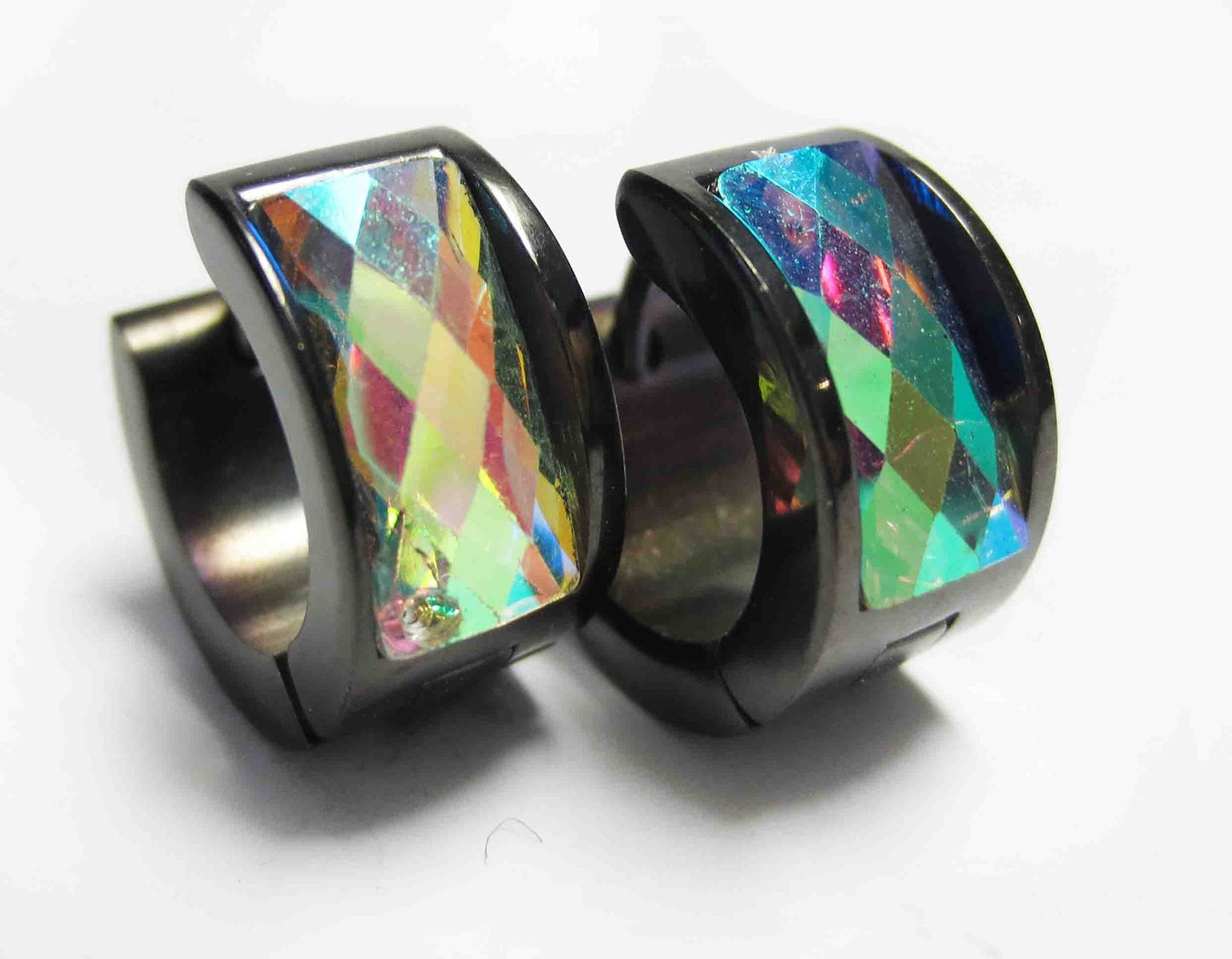 Women's & Men's Steel Clips Geometric Rhinestone Titanium Color Acrylic Ear Buckle