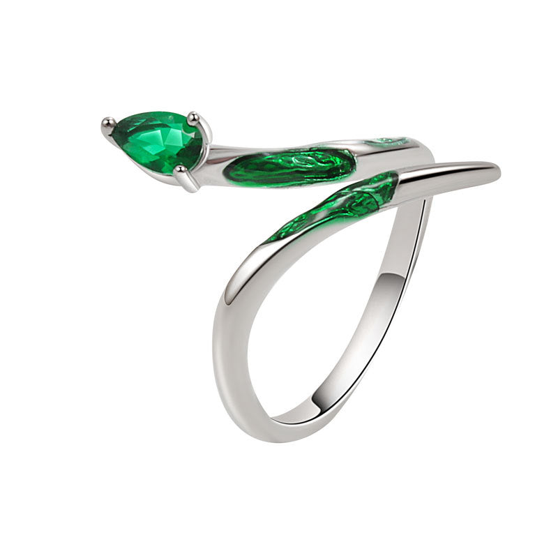 Bagues de personnalité féminine en Zircon à extrémité ouverte, Style serpent foncé, haut sens