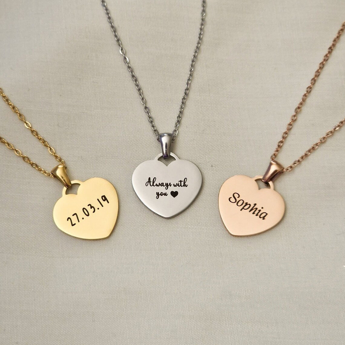 Engraving Possible Stainless Steel Mother's Day Couple Gift Heart Necklace