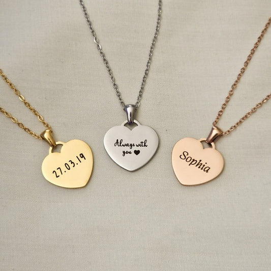 Engraving Possible Stainless Steel Mother's Day Couple Gift Heart Necklace