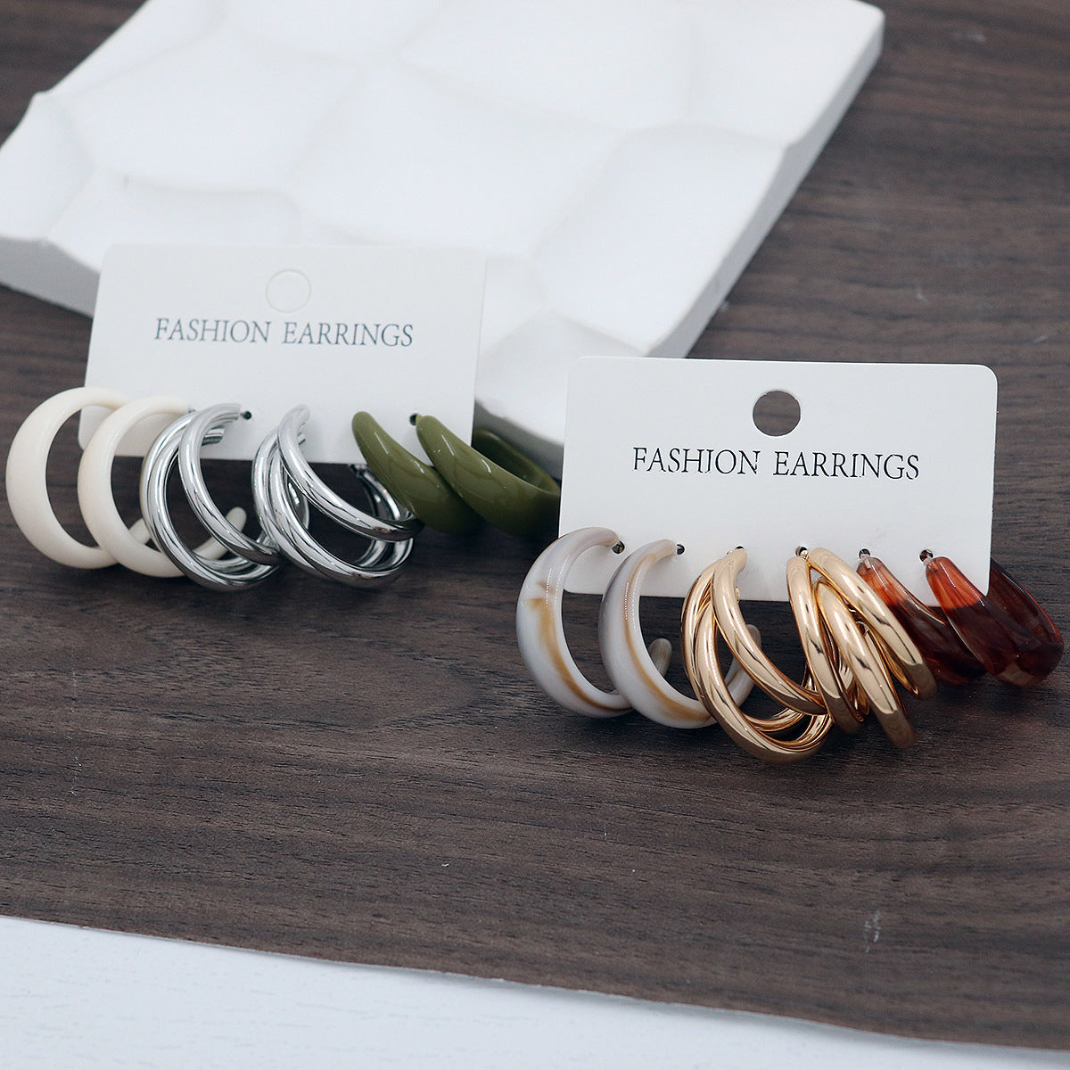 Women's Vintage Orange Fruit Green Resin Exaggerated Rings
