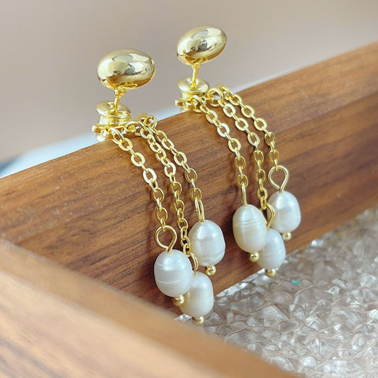 Women's Fresh Water Pearl Tassel Sweet Elegance High-grade Earrings