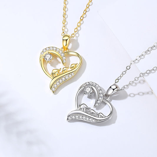 Herzförmige Halsketten aus Sterlingsilber mit Diamant für Damen von Creative Heart