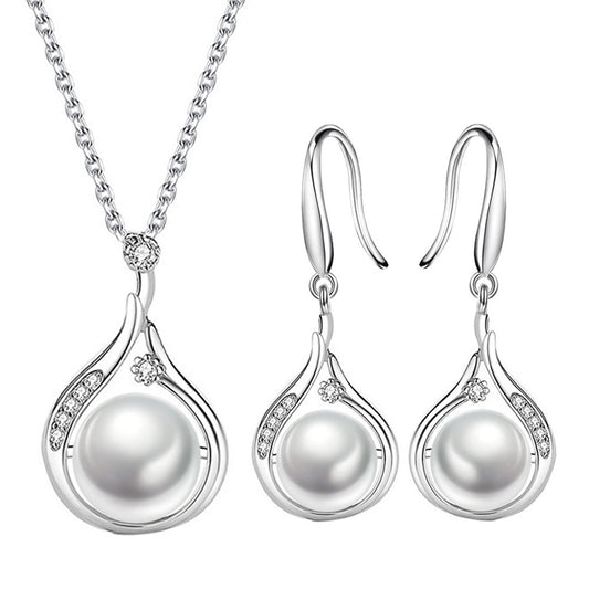 Pearl Eardrop Elegant High Sense Suit Clavicle Chain Gift Jewelry Set