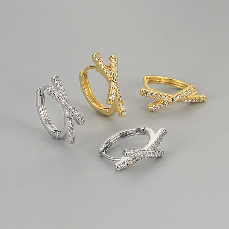 Women's Simple Geometric Inlaid Zircon Clip Niche Ear Buckle