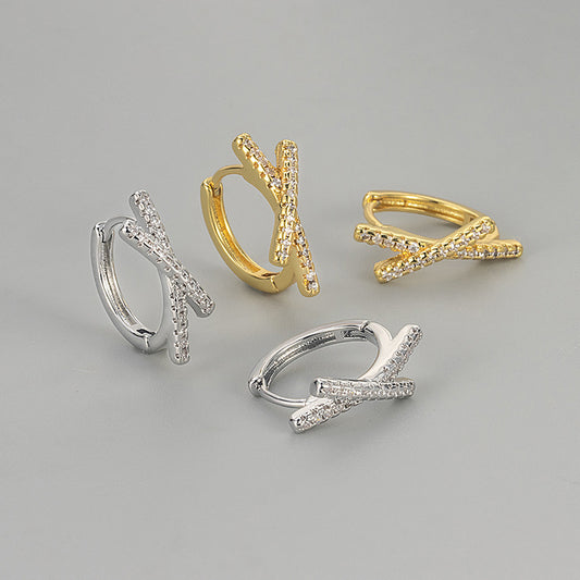 Women's Simple Geometric Inlaid Zircon Clip Niche Ear Buckle
