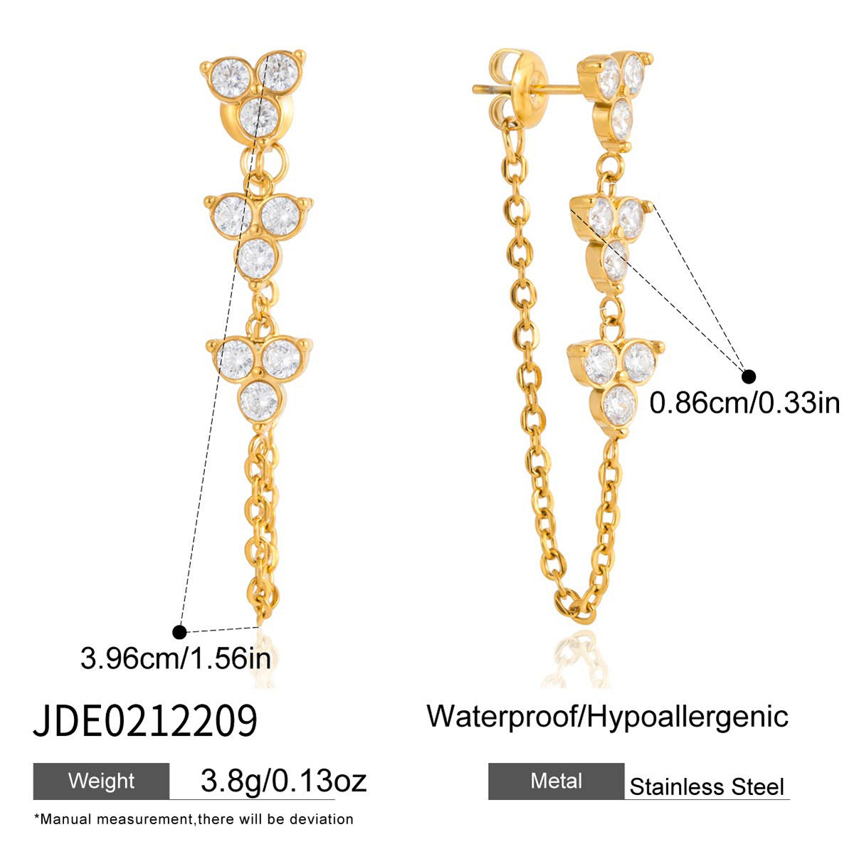 Women's White Zircon Flower Chain Tassel Simple Fashion Rings