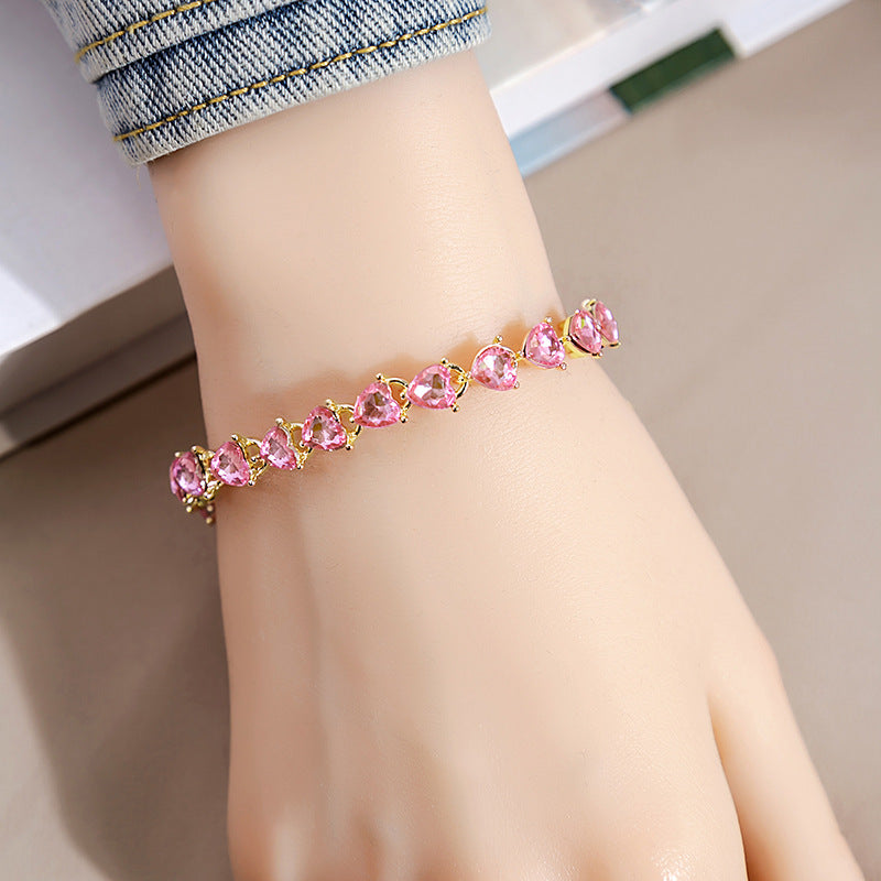 Rhinestone Fashion Color Willow Leaf Diamond Versatile Design Light Bracelets