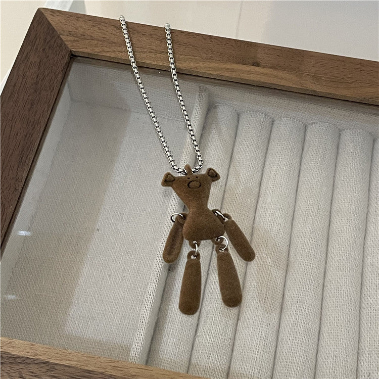 Flocking Bear Sweater Chain Long Cold Necklaces