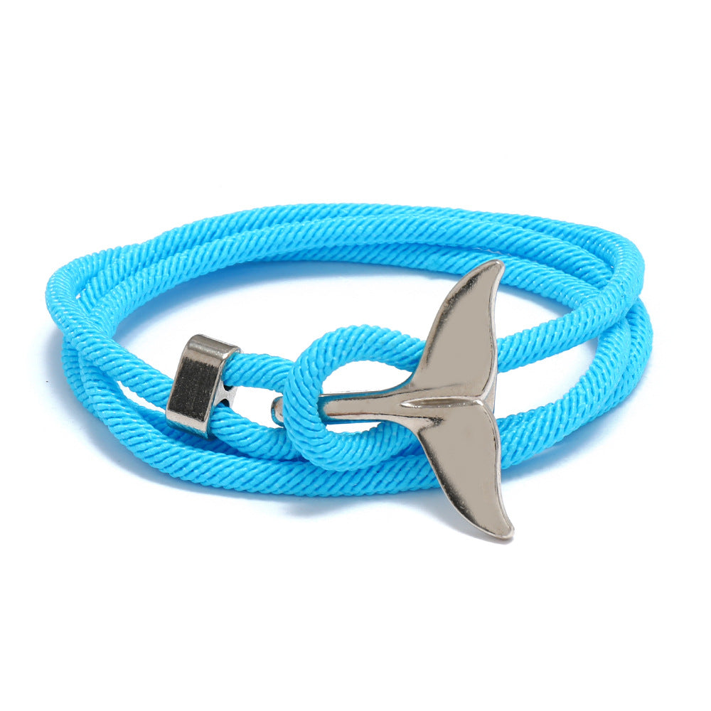 Women's & Men's & Ocean Series Boat Anchor Style Whale Tail Braided Rope Bracelets